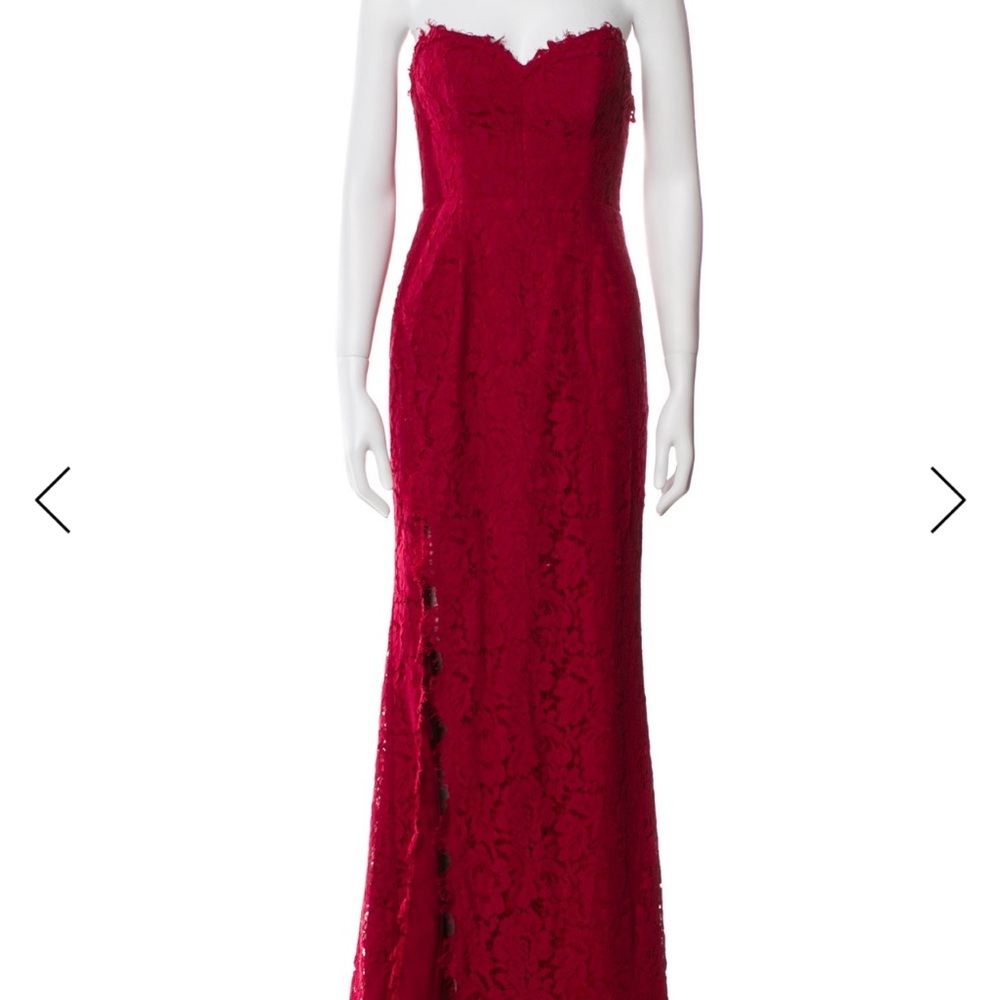 Fame and Partners Strapless Red Lace Dress